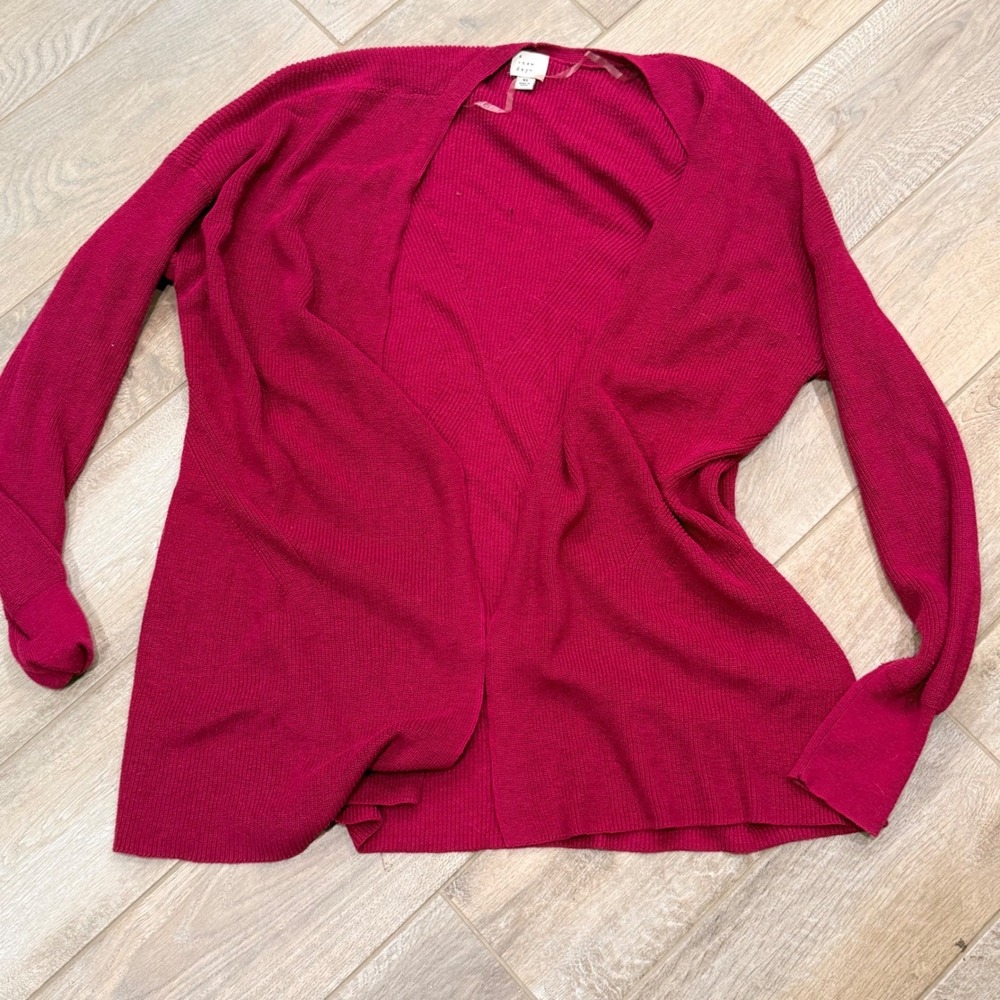 A New Day Magenta Pink Open Front Ribbed Knit Cardigan Sweater Womens XL